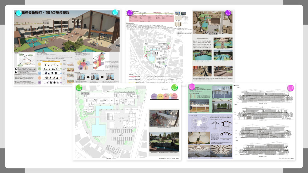 建築学生がパソコンで作成した建築の設計図