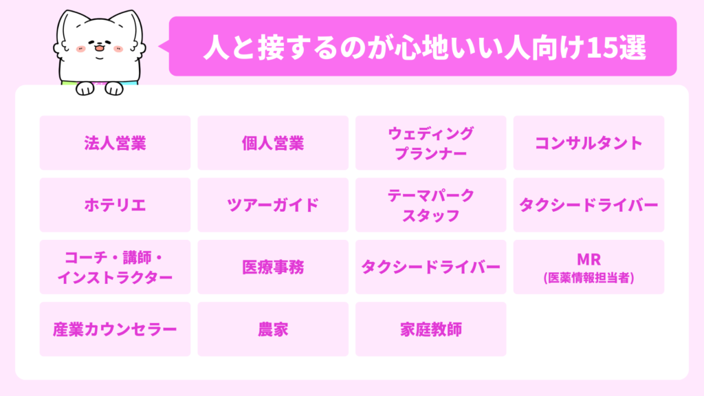 人と接するのが心地いい人向けの仕事15選