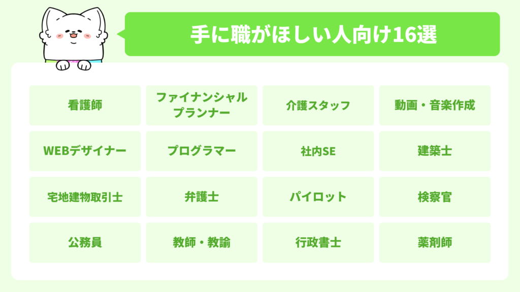 手に職がほしい人向けの仕事16選